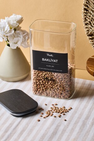 Porter Siyah Kapak Borosilikat Dikdörtgen Cam Kavanoz 1500 ml 8x12x20 cm 4 Adet Etiketli - 3