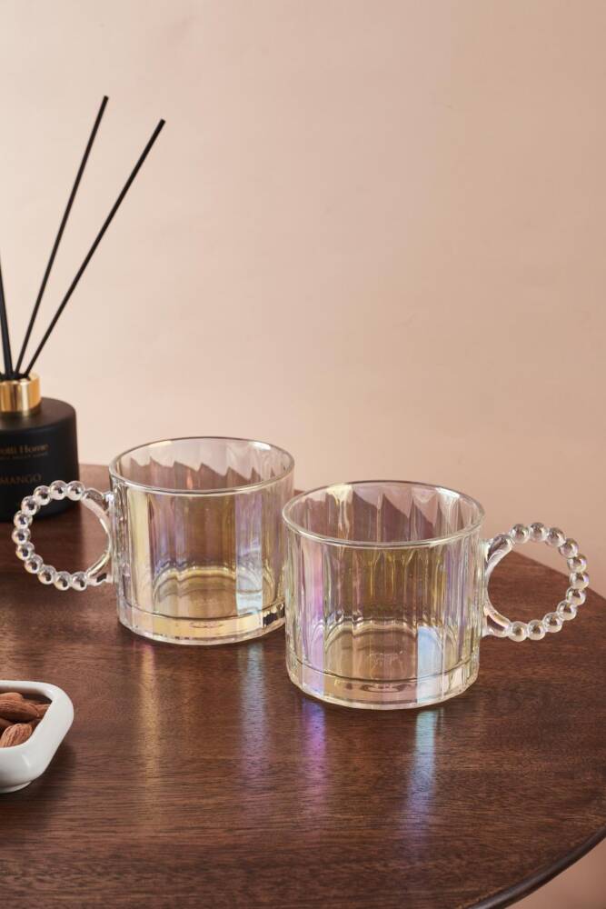 Ringo Line Luster 2'li 325 ml Cam Kupa Boncuklu Kulp Mug - 6