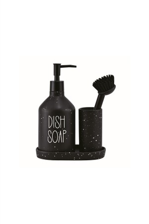 Sapone Black Fırçalı Sabunluk Set - 2