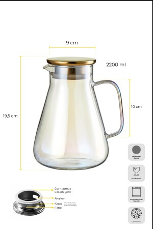 Savio Saf Işıltı Filtre Kapaklı Luster Sürahi 2200ml - 5